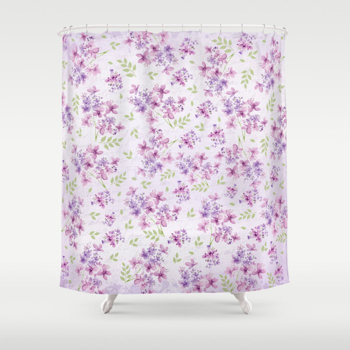 Little Purple and Pink Flowers Shower Curtain