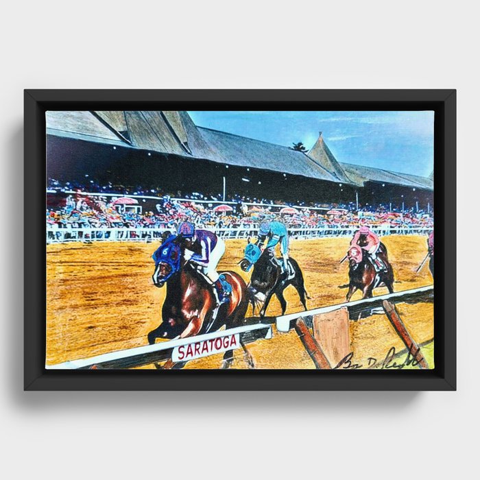 TRIFECTA - Saratoga Springs - Original Art- Horse Racing Framed Canvas