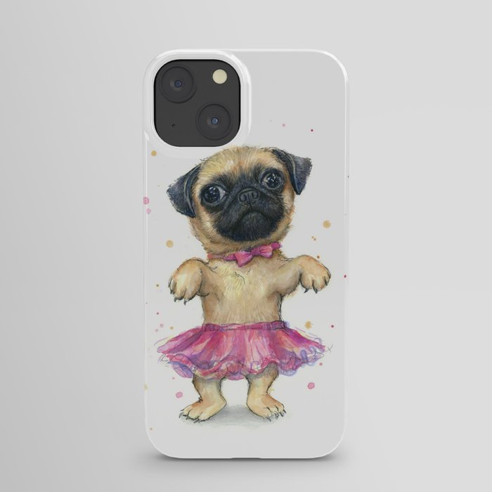 Pug in a Tutu Cute Animal Whimsical Dog Portrait iPhone Case