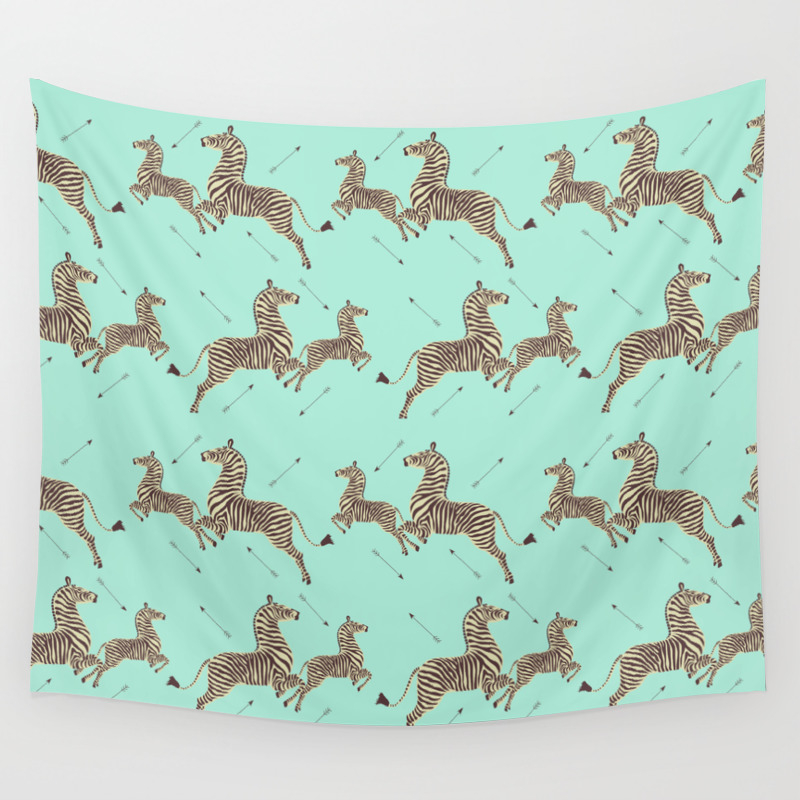 Royal Tenenbaums Zebra Wallpaper Seafoam Green Wall Tapestry By Sydneykoffler Society6