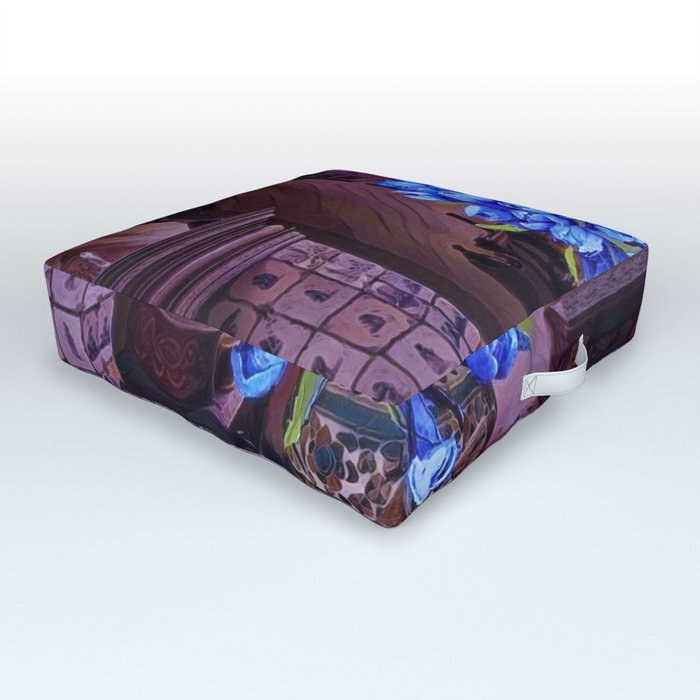 Blue Tulips Outdoor Floor Cushion