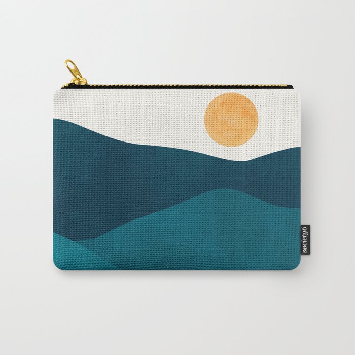 Teal Mountains Minimal Landscape Carry-All Pouch