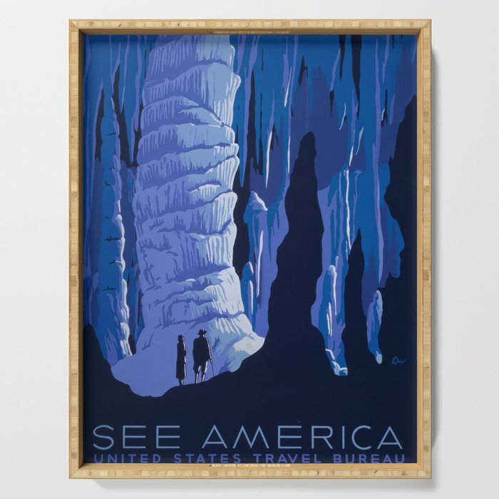 Vintage Illustration - See America, The Caverns Serving Tray