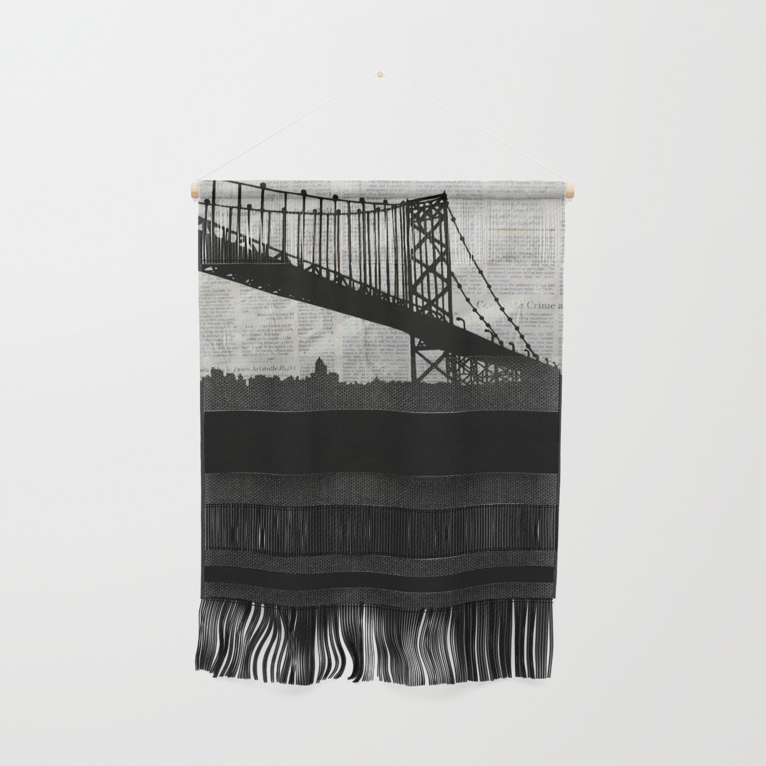 Paper City Newspaper Bridge Collage Wall Hanging By Amanda Irene Society6