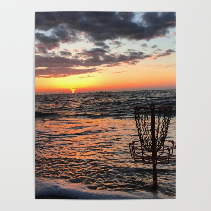 Disc Golf Basket Beach Ocean Innova Discraft Sunset Waves Virginia