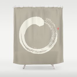 Beige Enso / Japanese Zen Circle Shower Curtain