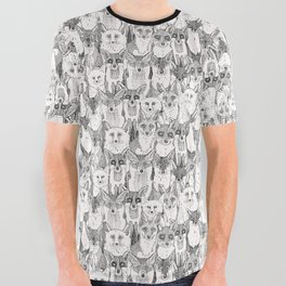 just foxes black soft white All Over Graphic Tee