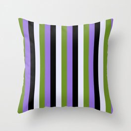 Purple, Green, Lavender & Black Colored Lined/Striped Pattern Throw Pillow