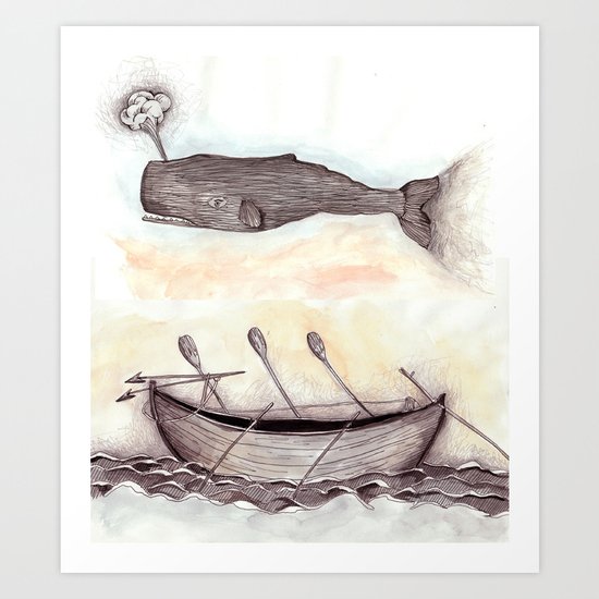 Whale Ship Art Print