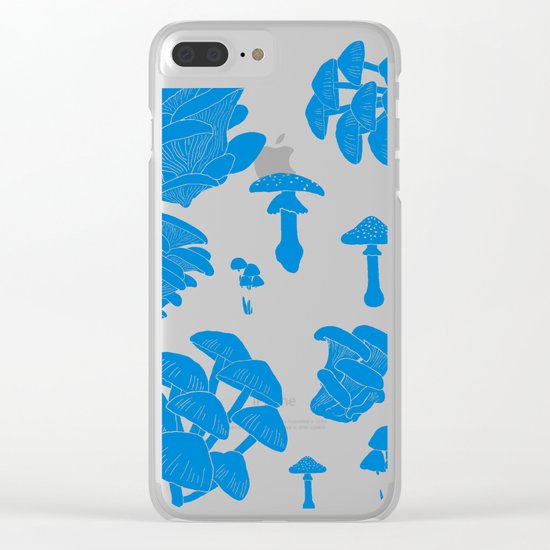 Mushroom Blue Clear iPhone Case