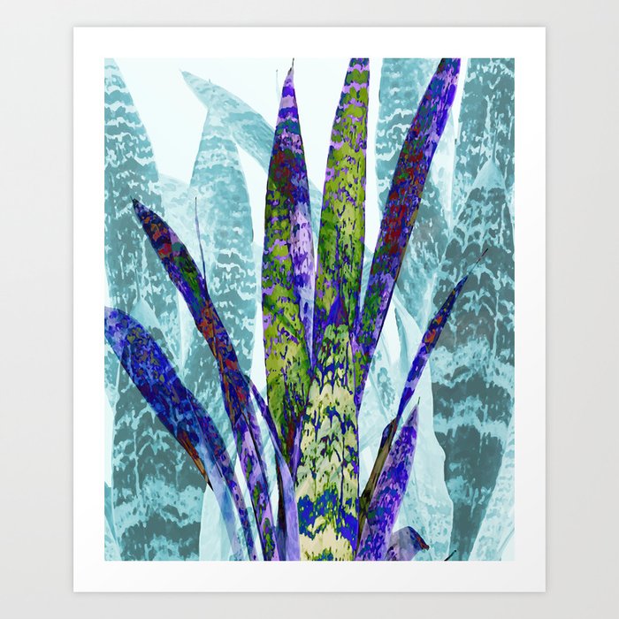 Snake Plant Leaves abstract violet turquoise Art Print