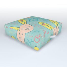 Rabbit Design Seamless Pattern Outdoor Floor Cushion | Cuterat, Rat, Cat, Kakariki, Petrat, Blue, Funny, Bird, Legendaryanimal, Pet 