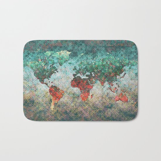 World Map Square Bath Mat