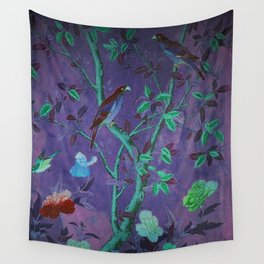 Aubergine & Teal Chinoiserie Wall Tapestry