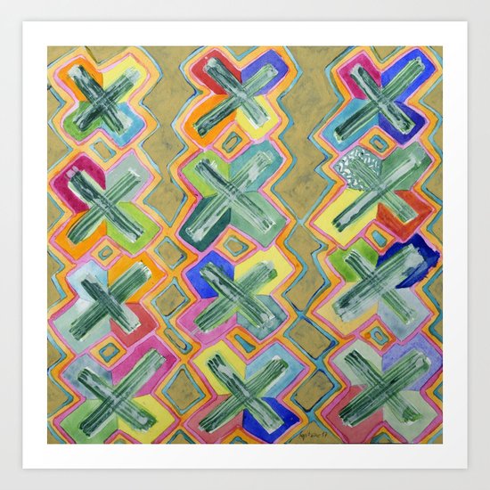 Colorful X-Pattern Art Print