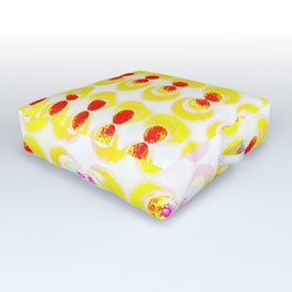 Fabric with yellow circles Outdoor Floor Cushion