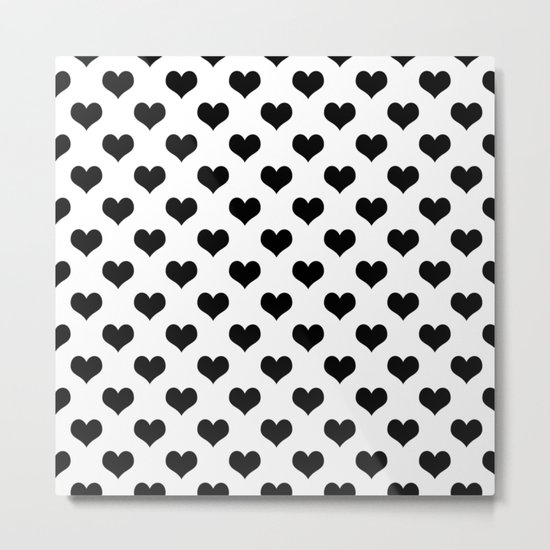 White Black Hearts Minimalist Metal Print