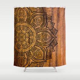 Mandala on Wood Shower Curtain