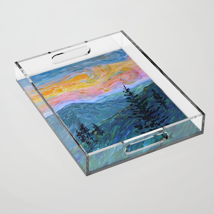 Smoky Mountain Sunrise Acrylic Tray