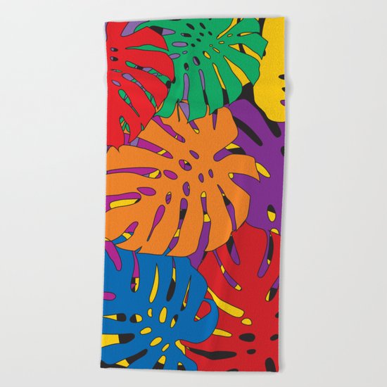 Monstera leaves in Pop Art Beach Towel