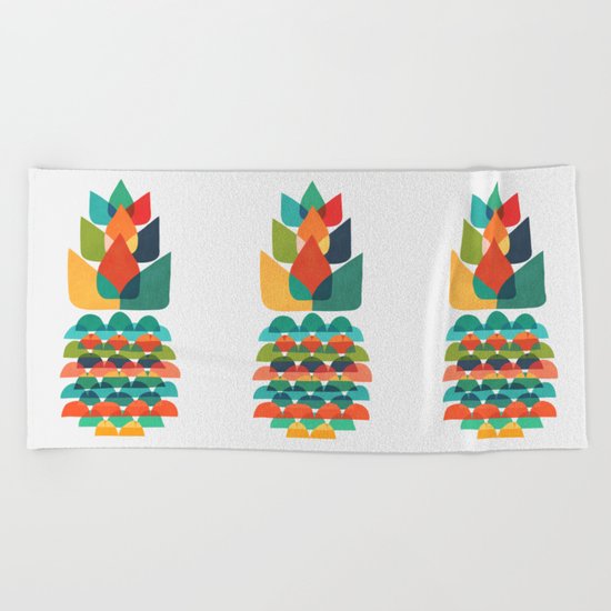 Colorful Whimsical Ananas Beach Towel