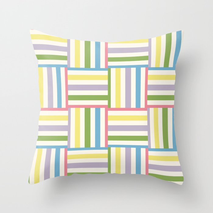 Colorful summer striped weave pattern Throw Pillow