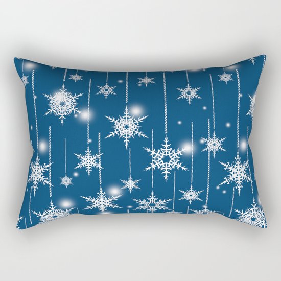 Christmas pattern. White snowflakes on a blue background. Rectangular Pillow