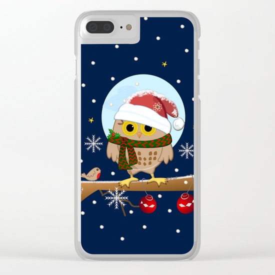Owl's Christmas in a snowy world Clear iPhone Case