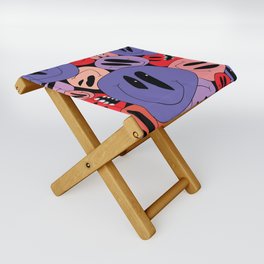 Smiley Faces - in purple Folding Stool