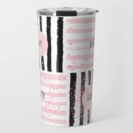 Love Joy Hope Faith in Black and Pink - Christmas Gift Ideas for the Holiday Season Travel Mug