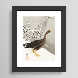 Ohara Koson, Goose In The Snow - Vintage Japanese Woodblock Print Art Framed Art Print | Duck, Koson, Lake, Woodcut, Ducks, Woodblock, Asia, Japan, Birds, Ukiyoe 