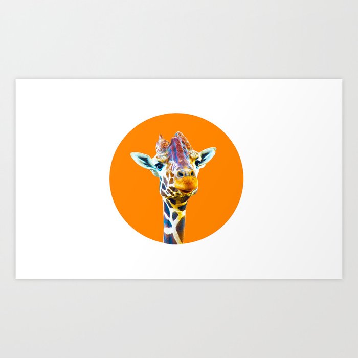 orange giraffe Art Print