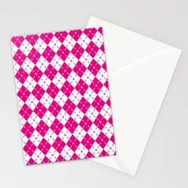 Pink Argyle Pattern,Diamond Geometrical Shape Quilt Knit Sweater Tartan Stationery Card