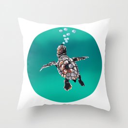 round drawing of a small turtle Throw Pillow