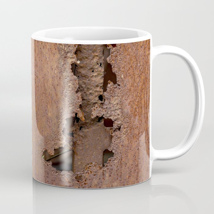 Close-up detail of Rusty brown worn out steel panel Coffee Mug