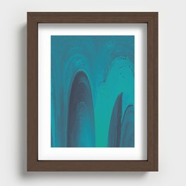 Cathedral: An abstract mixed media piece in blue and green by Alyssa Hamilton Art Recessed Framed Print