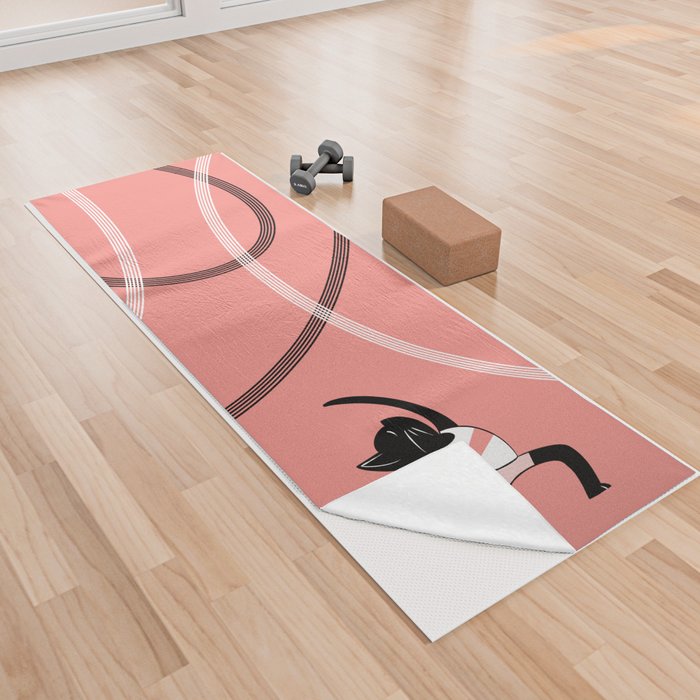 Pink Yoga Cat #1 Yoga Towel
