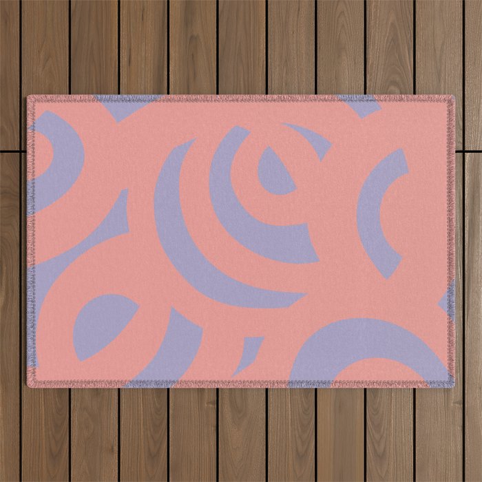 Yarn Loops - Coral and purple Outdoor Rug