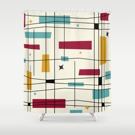 Mid Century Art Bauhaus Style 1950s Colors Shower Curtain
