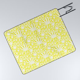 Yellow Cannabis Leaves And Flowers Picnic Blanket
