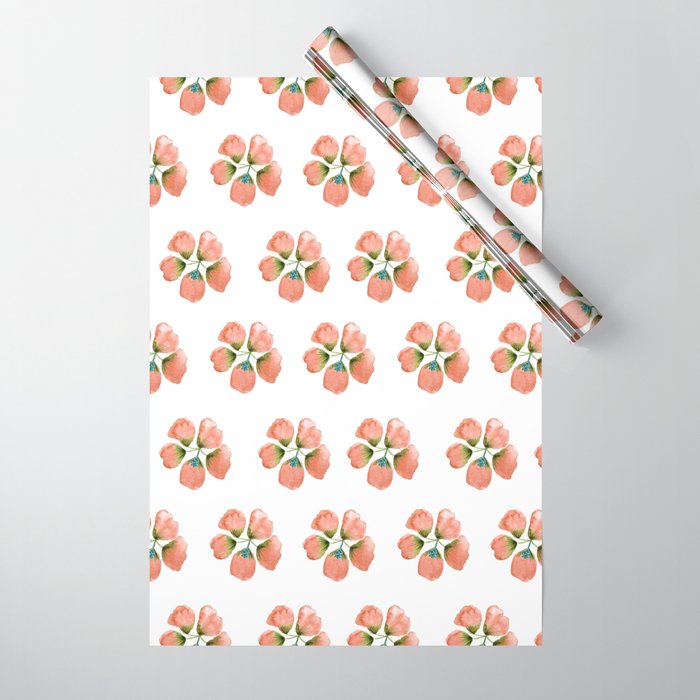 Pink and Orange Hibiscus Wrapping Paper
