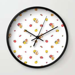Bell Peppers and Guinea Pigs Pattern in White Background Wall Clock