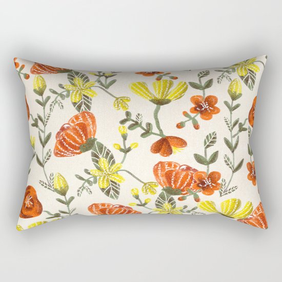 Colorful Garden Pattern Rectangular Pillow