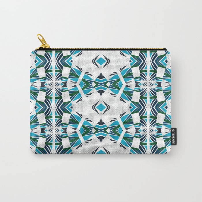 Neo Tribal Aztec Rhythmic Dance Geometric Turquoise, White & Black Carry-All Pouch
