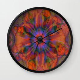 Sacred Geometry Art- Fractal Art- Delphinian- Orange Art- Flower- Energy Art- Purple Art Wall Clock