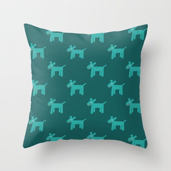 Dogs-Teal Throw Pillow