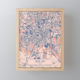 Milan vintage city map Framed Mini Art Print