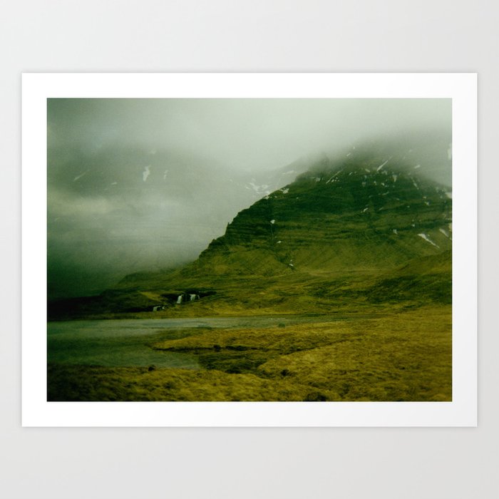 Mountain Waterfall, Iceland Landscape Photography Art Print