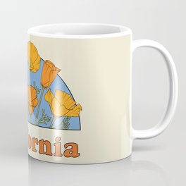 California Poppies Coffee Mug | State, Illustration, Camping, Summer, Spring, Typography, Flower, Screenprint, Digital, Orange 