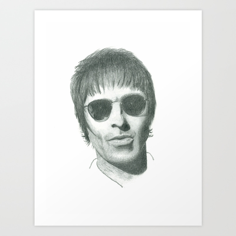 Liam Gallagher Oasis Pencil Drawing Portrait Art Print By